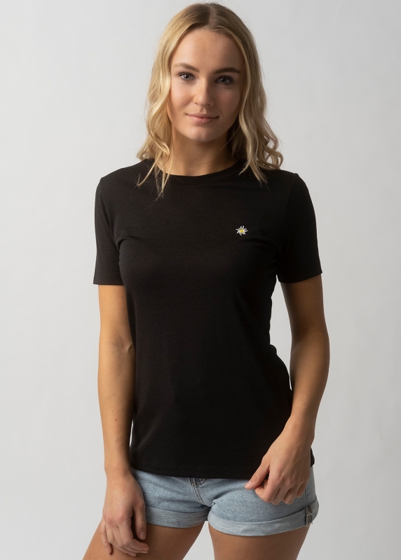 T-Shirt "Edelweiß Sommerfrische" - schwarz (Damen)