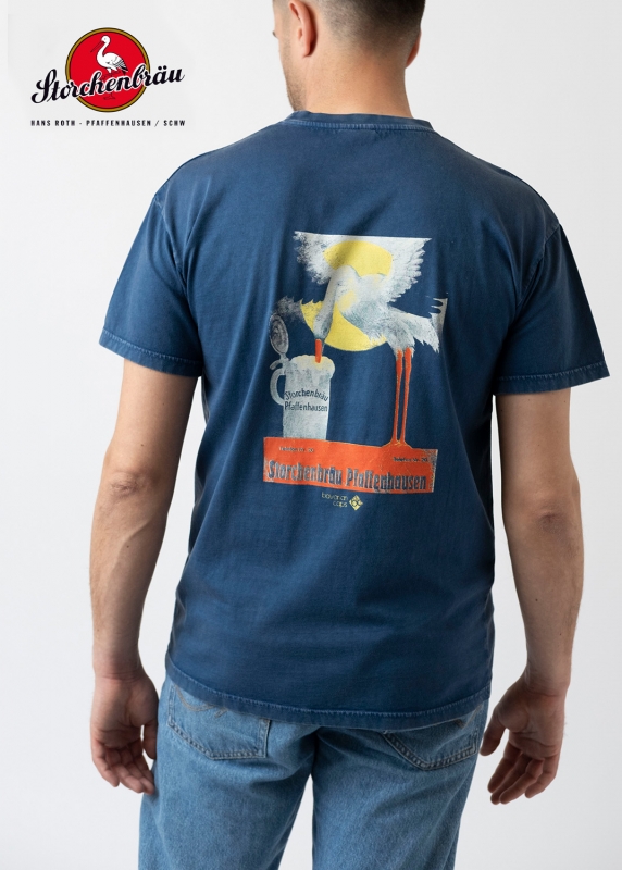 Retro-Shirt "Storchenbräu" - dunkelblau