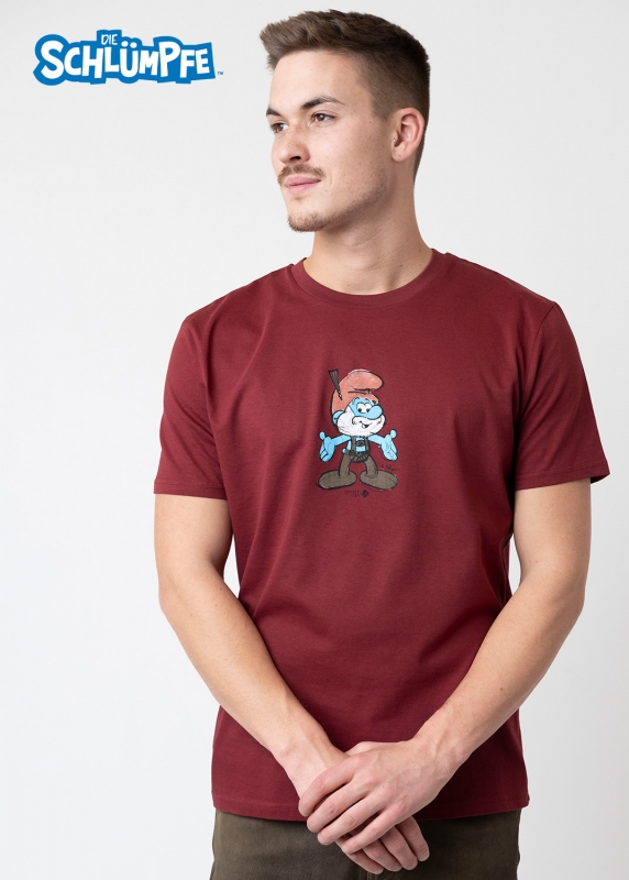 T-Shirt "Papa Schlumpf" - burgund
