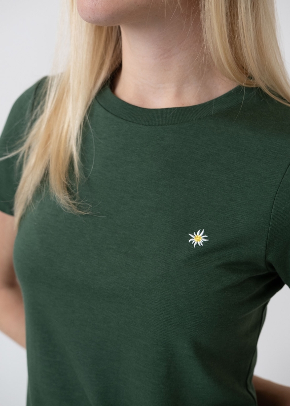 T-Shirt "Edelweiß Sommerfrische" - dunkelgrün (Damen)