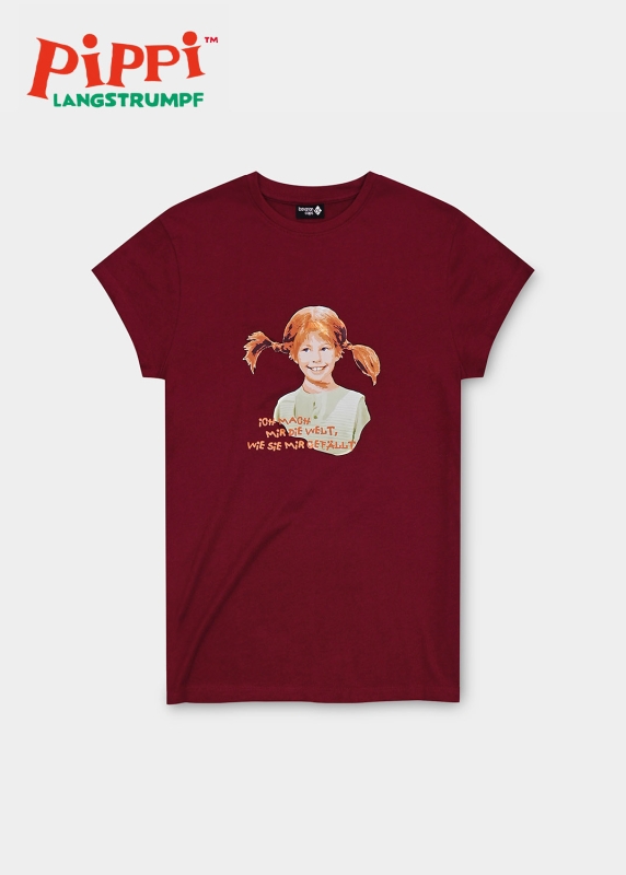 T-Shirt "Pippi Langstrumpf" - weinrot