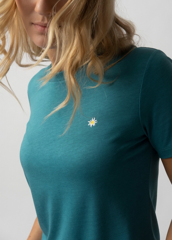 T-Shirt "Edelweiß Sommerfrische" - türkisblau (Damen)