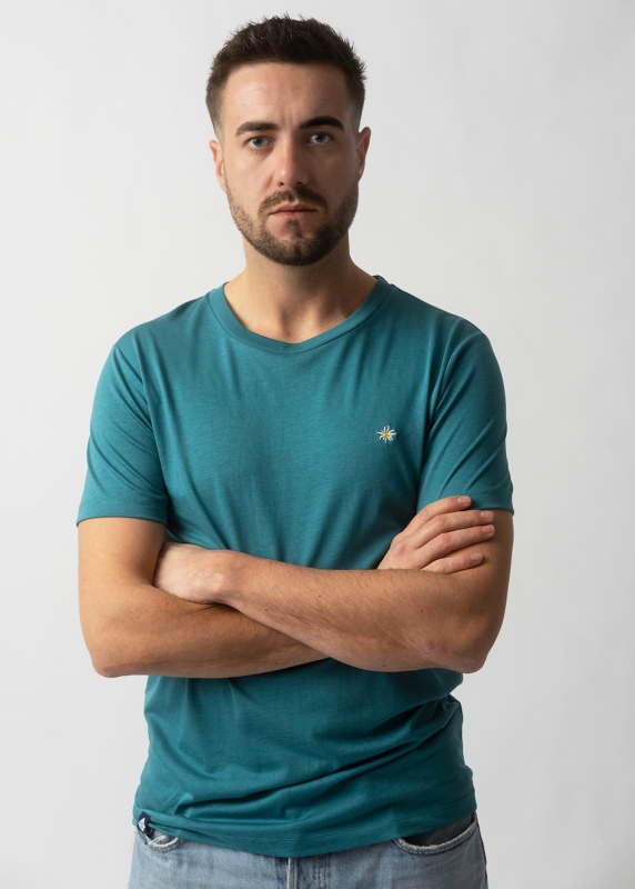 T-Shirt "Edelweiß Sommerfrische" - türkisblau
