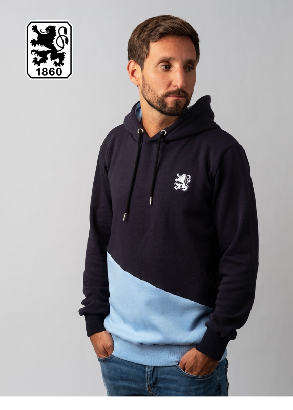 Hoodie "1860 Löwe" - marine/hellblau