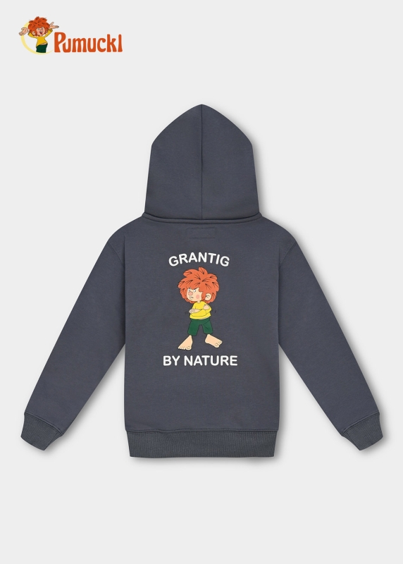 Hoodie "Grantig by nature" - graublau, v2 (Kinder)