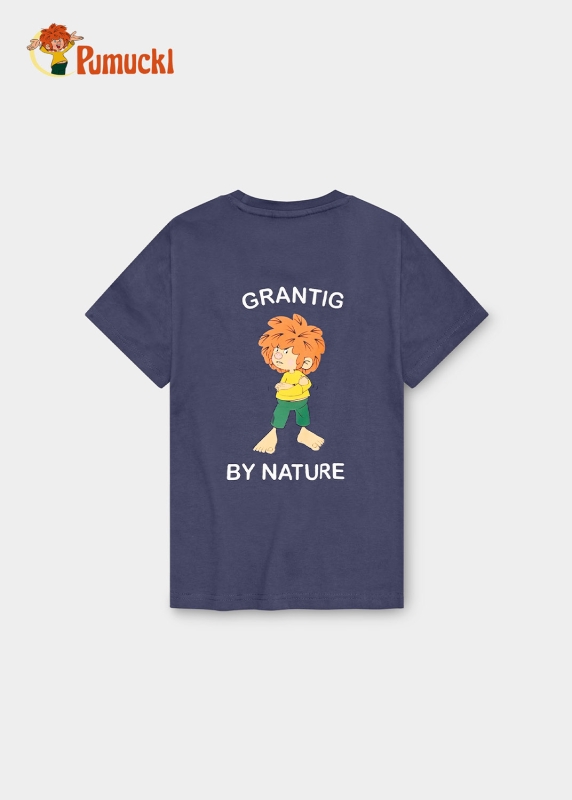 T-Shirt "Grantig by nature" - graublau, v2 (Kinder)