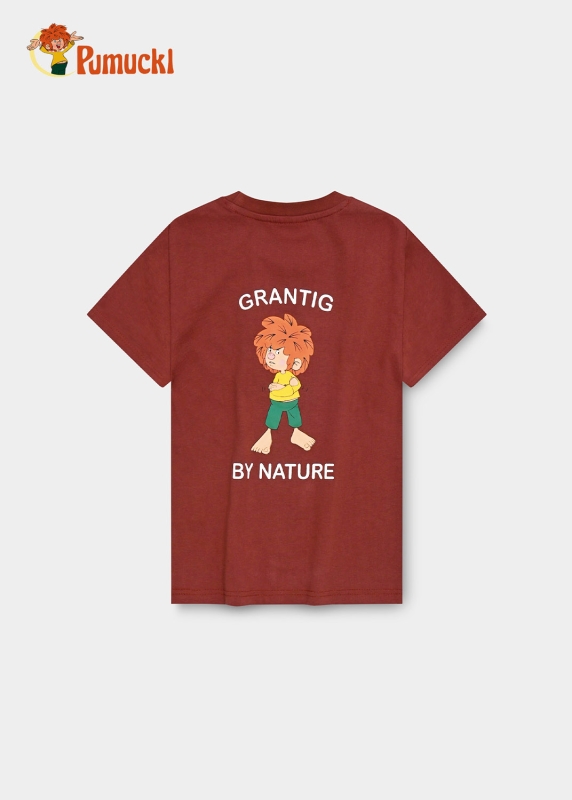 T-Shirt "Grantig by nature" - dunkelrot, v2 (Kinder)