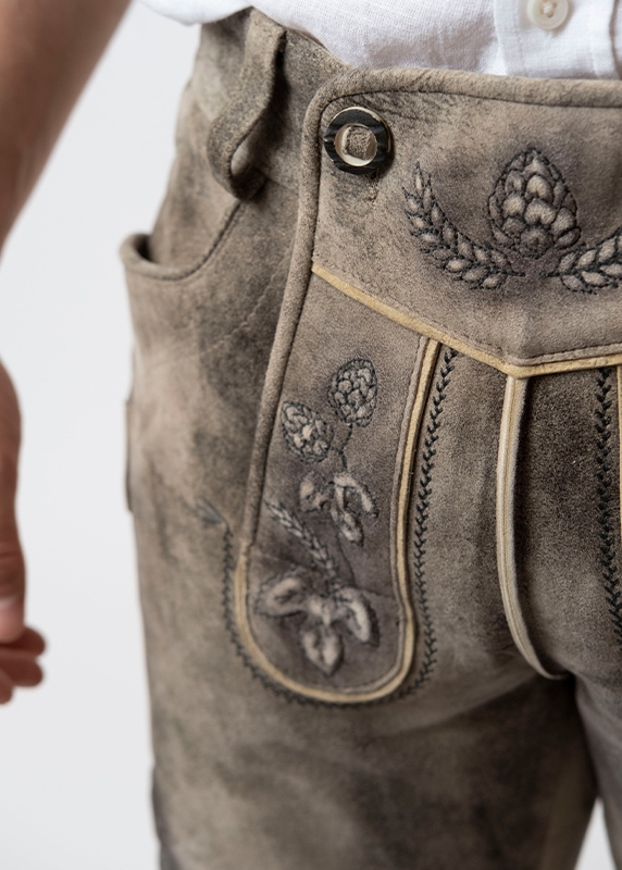 Lederhose "Reinheitsgebot" - graubraun