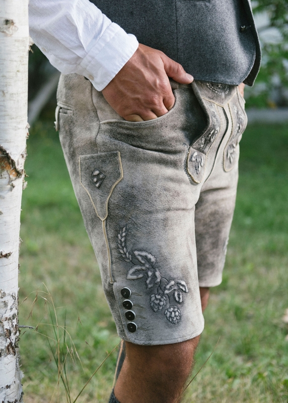 Lederhose "Reinheitsgebot" - graubraun