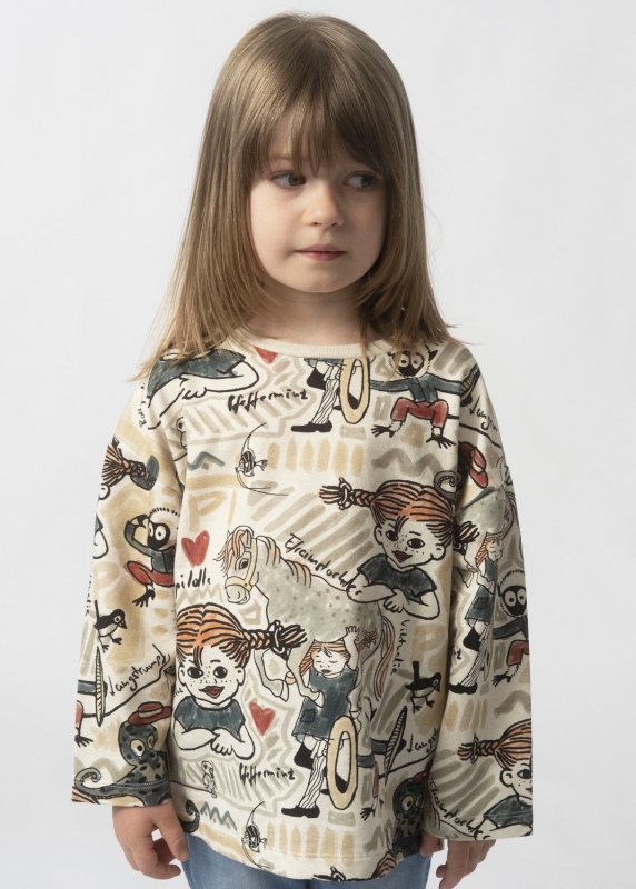 Sweater "Pippi Langstrumpf" - beige, Kinder