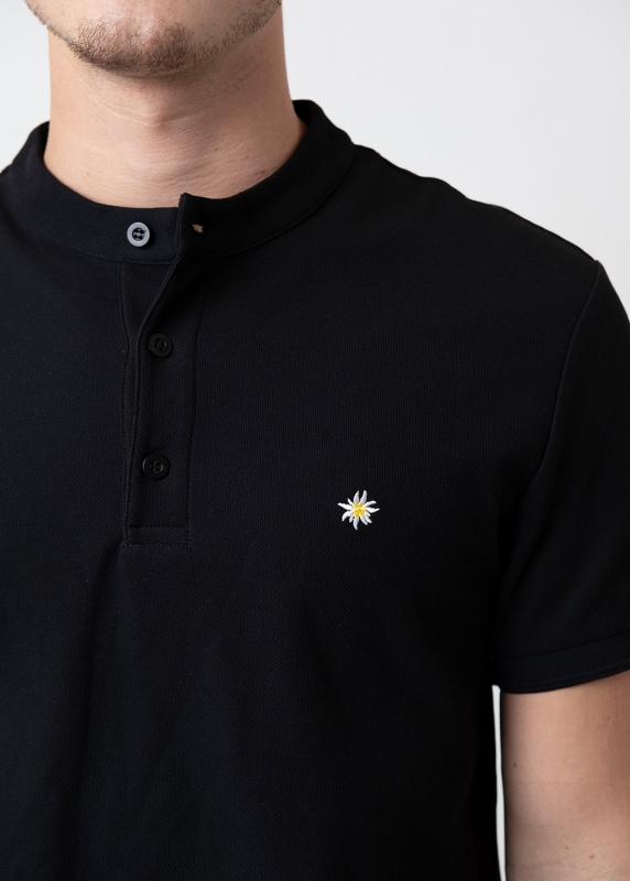 Poloshirt "Edelweiß" - schwarz