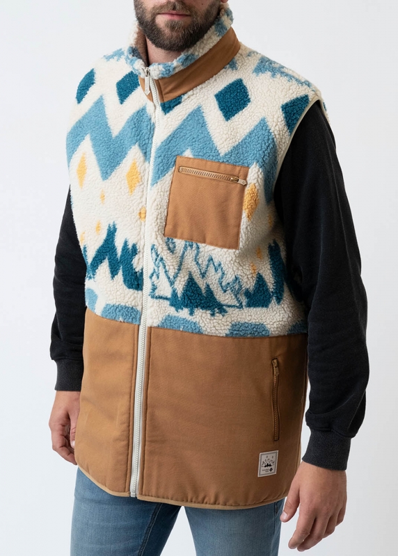 Fleece-Weste "Winterwald" unisex, beige-multi