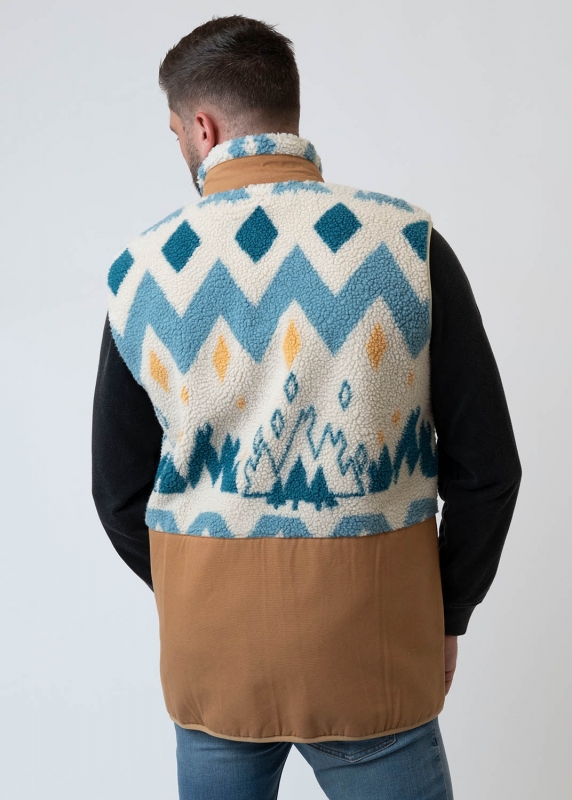 Fleece-Weste "Winterwald" unisex, beige-multi