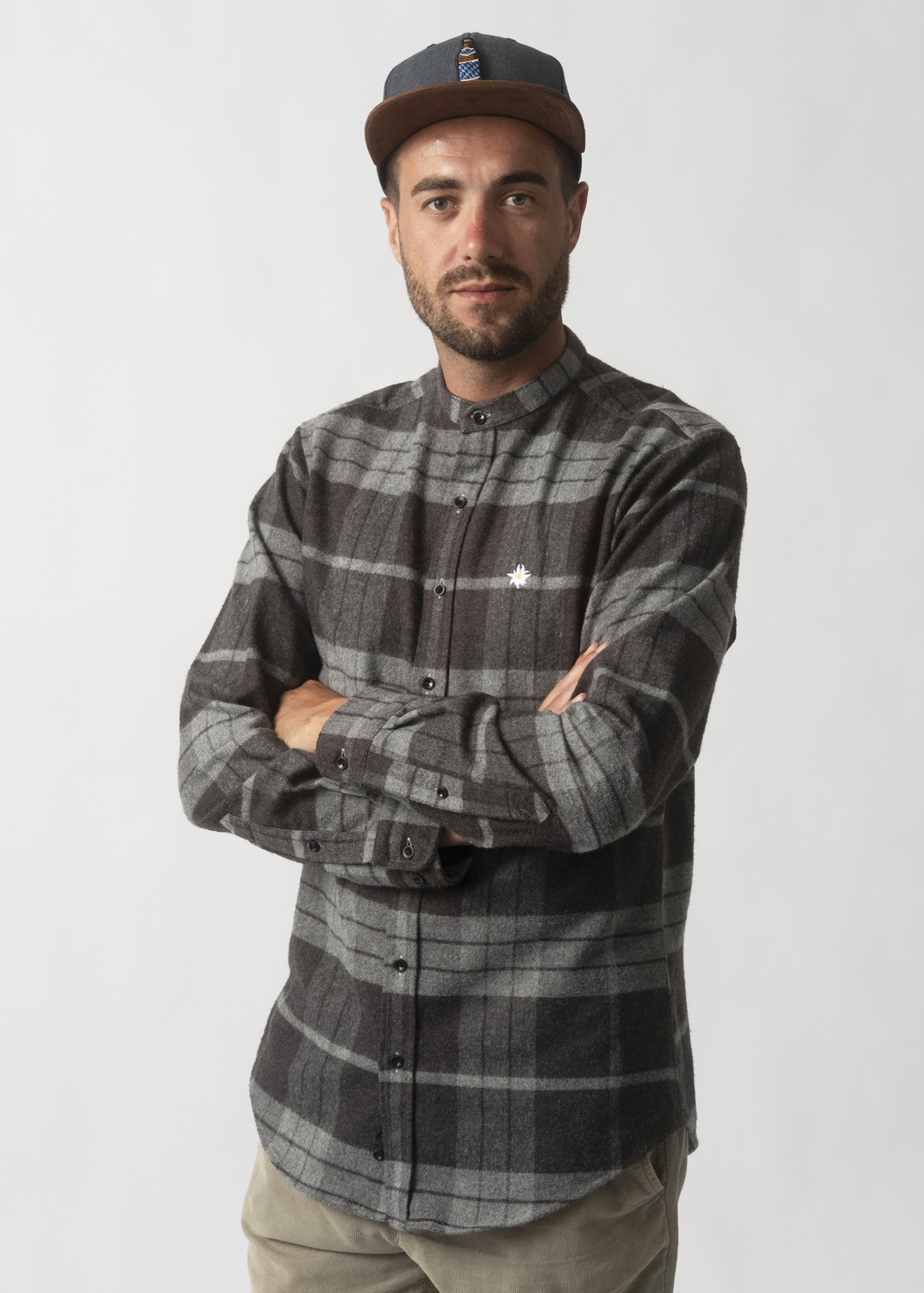 Bavarian Caps Flannel Shirt EdelweiB grey