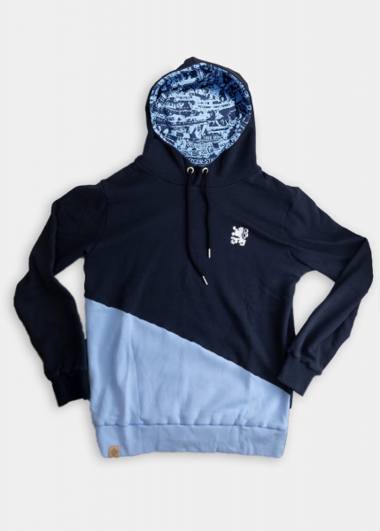 Hoodie "1860 Löwe" - marine/hellblau