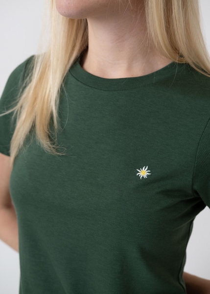 T-Shirt "Edelweiß Sommerfrische" - dunkelgrün (Damen)