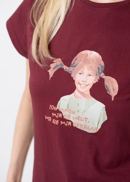 T-Shirt "Pippi Langstrumpf" - weinrot