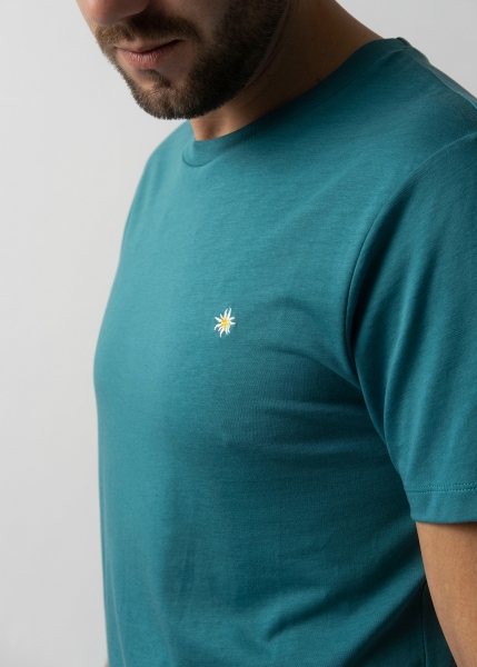T-Shirt "Edelweiß Sommerfrische" - türkisblau