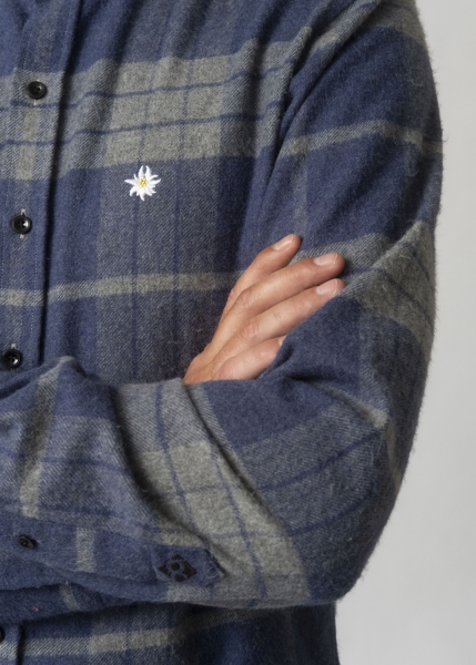Flanell-Hemd "Edelweiß" - blau