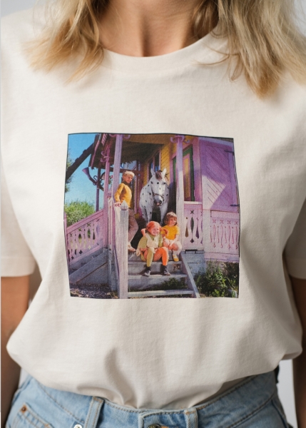T-Shirt "Langstrumpf Bande" - altweiß, unisex