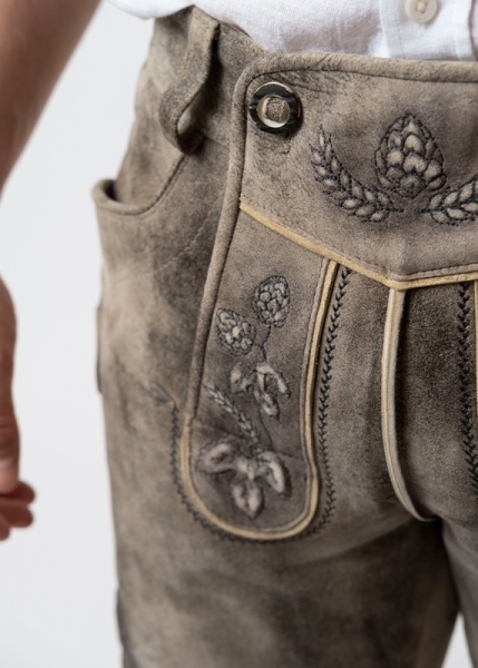 Lederhose "Reinheitsgebot" - graubraun