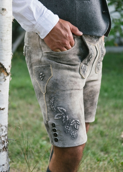 Lederhose "Reinheitsgebot" - graubraun