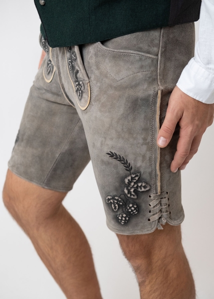 Lederhose "Reinheitsgebot" - graubraun/grün