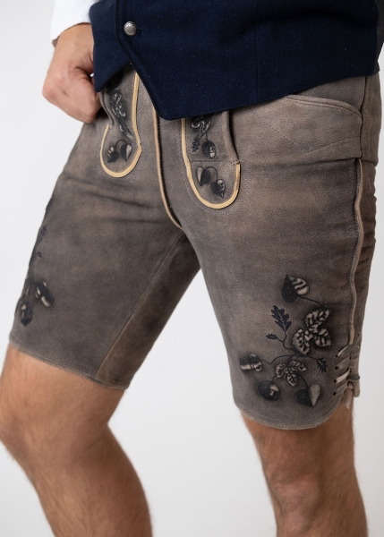 Lederhose "Schafkopf" - graunbraun/blau