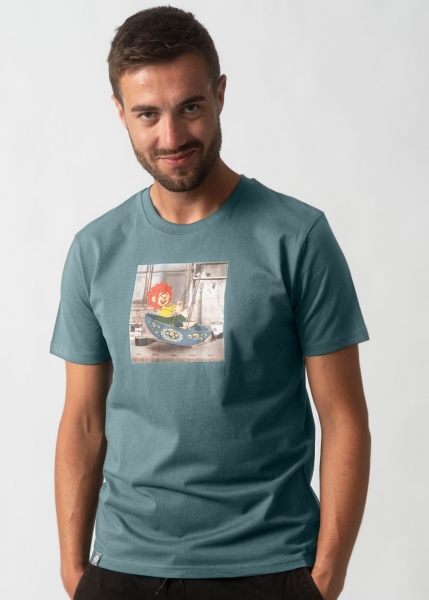 T-Shirt "Pumuckl schaukelt" - graublau