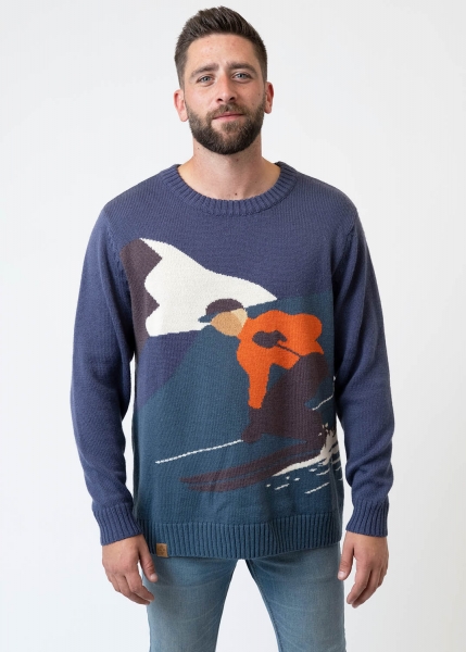 Strickpullover "RetroSki" - dunkelblau