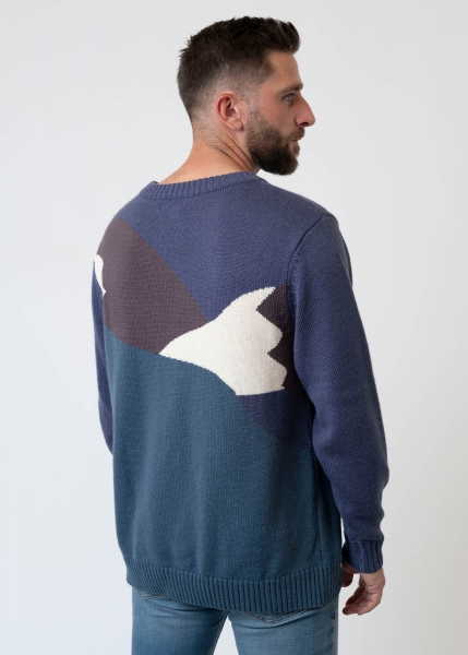 Strickpullover "RetroSki" - dunkelblau
