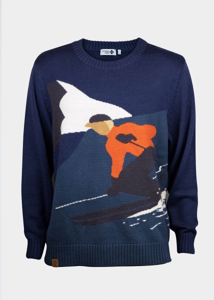 Strickpullover "RetroSki" - dunkelblau