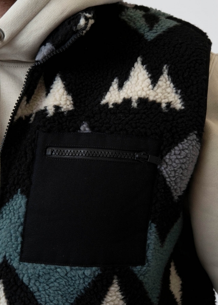 Fleece-Weste "Winterwald" unisex, dunkelgrau-multi